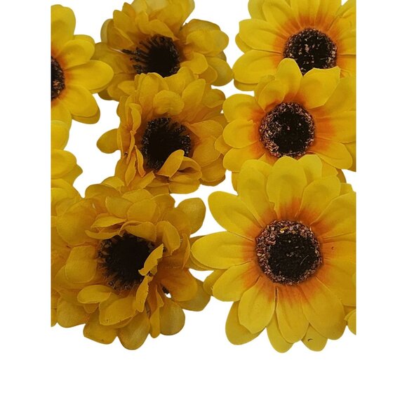 Yellow Artificial Sunflower Heads 2.5 Inch Pack Of 18 Decorative Flowers - Picture 2 of 14